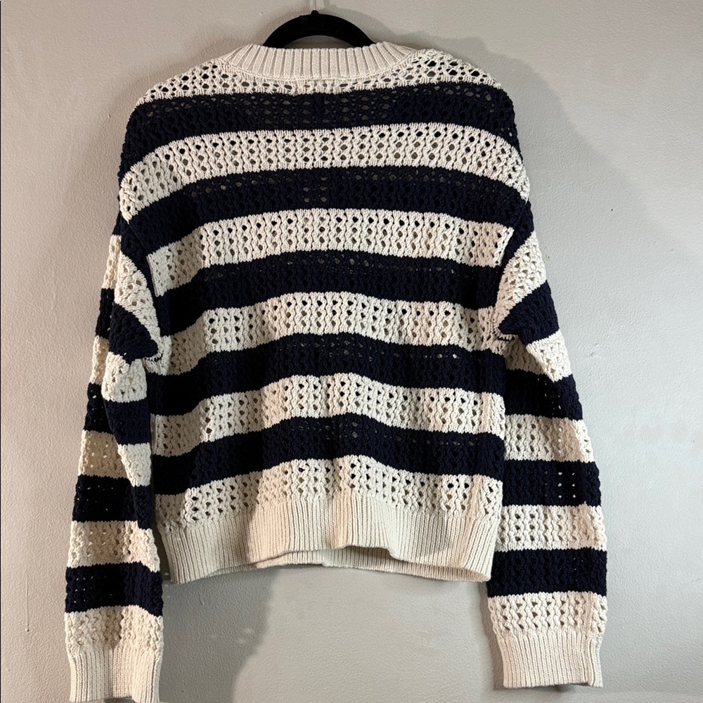 Universal Thread Crochet Striped Sweater Navy Cream NWT - Size XL - Picture 3 of 6